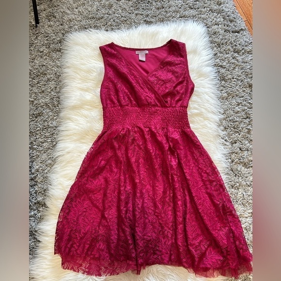 Dark fuchsia lace dress - Picture 1 of 1